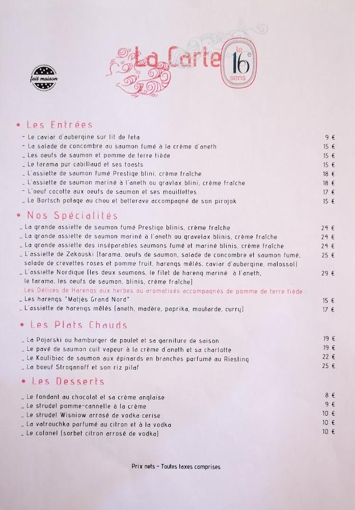 Le 16e Sens - Menu Image 1